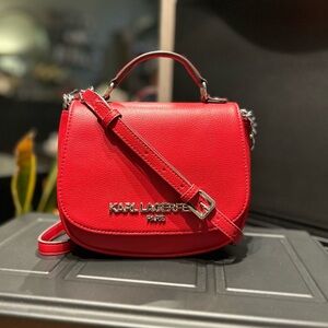 KARL LAGERFELD PARIS CROSSBODY BAG SHOULDER PURSE RED NWT
